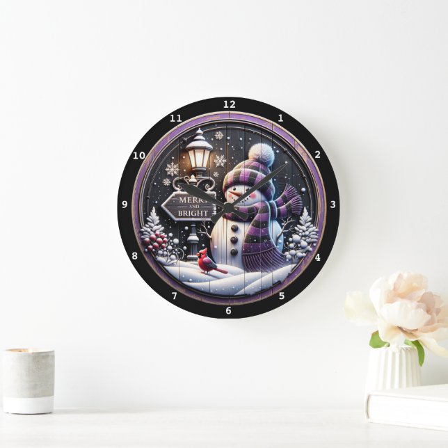 Happy Snowman Wonderland" - Festive Christmas Wall Large Clock (Home)