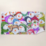 Happy Snowmans Christmas Beach Towel<br><div class="desc">Christmas Beach Towels with Happy Snowmans Merry Christmas Party Funny Drawing Cartoon Snowman - Choose / Add Your Unique Text / Font / Colour - Make Your Special Beach Towel Gift - Resize and move or remove and add elements / image with customization tool ! - Drawing and Design by...</div>