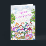 Happy Snowmans Christmas Card<br><div class="desc">Merry Christmas Cards with Happy Snowmans Merry Christmas Party Funny Drawing Cartoon Snowman and Text Christmas Card - or Choose / Add Your Unique Text / Font / Colour - Make Your Special Gift - Resize and move or remove and add elements / image with Customization tool ! - Drawing...</div>