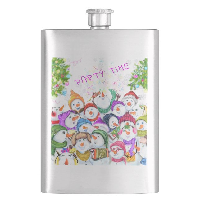 Happy Snowmans Christmas Flask (Front)