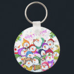 Happy Snowmans Christmas Keychain Custom Text<br><div class="desc">Christmas Keychains with Happy Snowmans Christmas Party Funny Drawing Snowman Keychain and Text - Customizable - or Choose / Add Your Unique Text / Font / Colour - Make Your Special Gift - Resize and move or remove and add elements / image with Customization tool ! - Drawing and Design...</div>