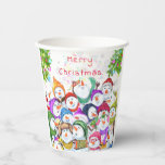 Happy Snowmans Christmas Paper Cups<br><div class="desc">Christmas Paper Cups with Happy Snowmans Merry Christmas Party Funny Drawing Cartoon Snowman Celebration Party Cups - or Choose / Add Your Unique Text / Font / Colour - Make Your Special Gift - Resize and move or remove and add elements / image with customization tool ! - Drawing and...</div>