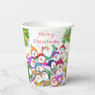 Happy Snowmans Christmas Paper Cups