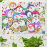 Happy Snowmans Christmas Party Kitchen Towel<br><div class="desc">Happy Snowmans Merry Christmas Party Funny Drawing Cartoon Snowman Celebration - Choose / Add Your Unique Text / Font / Colour - Make Your Special Gift - Resize and move or remove and add elements / image with customization tool ! - Drawing and Design by MIGNED. You can also transfer...</div>