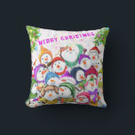 Happy Snowmans Christmas Pillow<br><div class="desc">Christmas Pillows with Happy Snowmans Merry Christmas Party Funny Drawing Cartoon Snowman Celebration Pillow - or Choose / Add Your Unique Text / Font / Colour - Make Your Special Throw Pillows Gift - Resize and move or remove and add elements / image with Customization tool ! - Drawing and...</div>