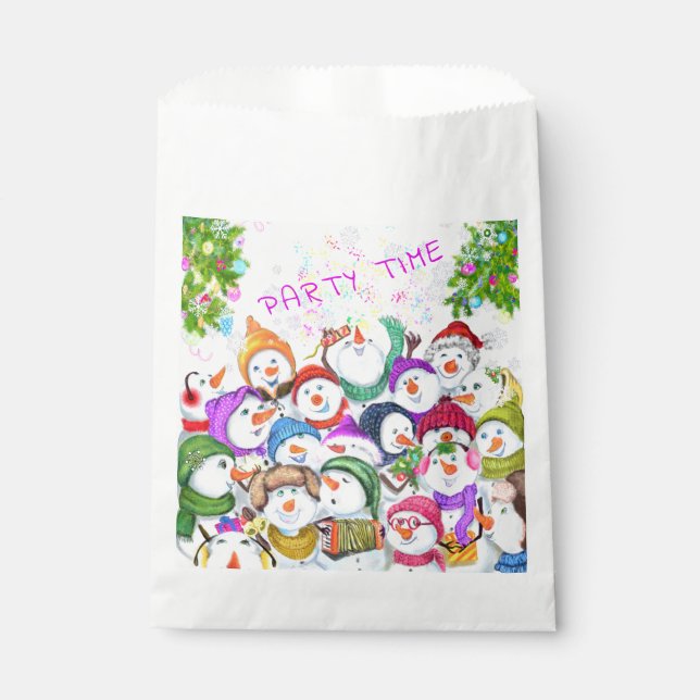 Happy Snowmans Merry Christmas Favour Bag Part (Front)