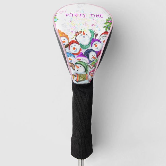 Happy Snowmans Merry Christmas Golf Head Cover (Front)