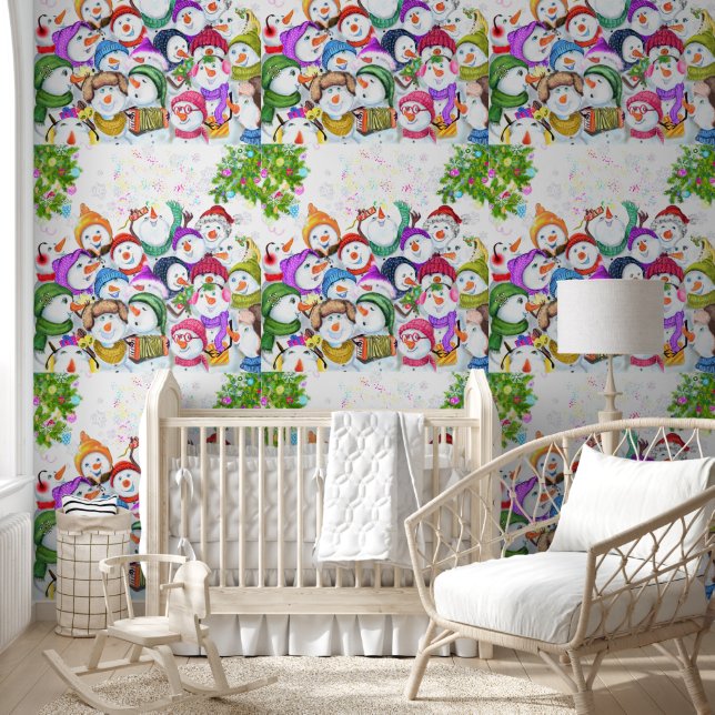 Happy Snowmans Party Funny Christmas Wallpaper (Kids)