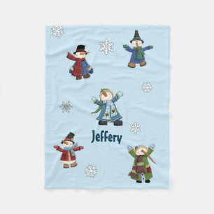 Happy Snowmen Custom Fleece Blanket
