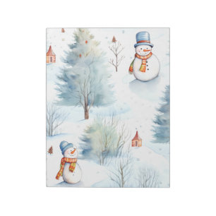 Happy Snowmen Pattern Notepad