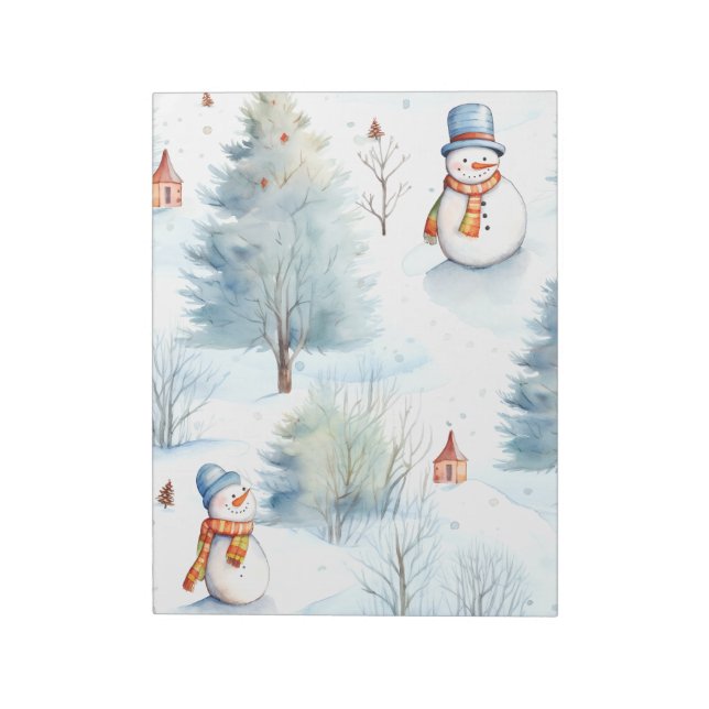 Happy Snowmen Pattern Notepad (Rotated)