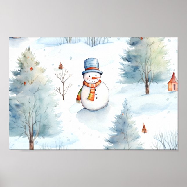 Happy Snowmen Pattern Poster (Front)