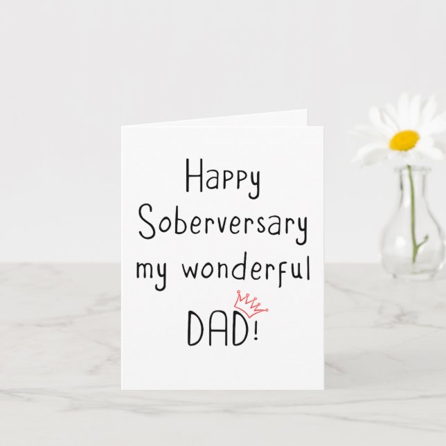 Happy Soberversary Dad, Minimal Sober Anniversary Card (Small Plant)