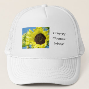 Happy Soccer Mom hats Yellow Sunflowers Sports