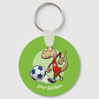 Happy Soccer Star Gecko Kicking Football Cartoon