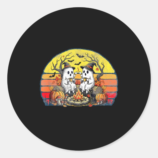 Happy Soky Camng Crew Halloween Campfire  Classic Round Sticker (Front)