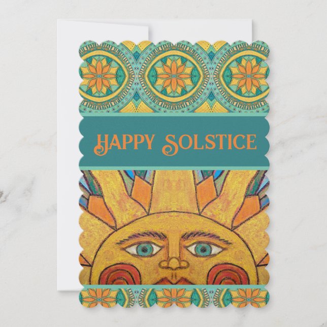 Happy Solstice Sun Mandala Greeting Card (Front)