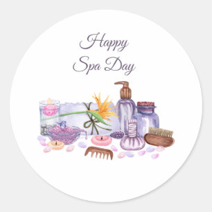 Happy Spa Day - Collection of Spa Accessories Classic Round Sticker