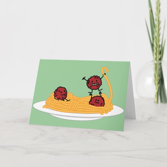 Happy Spaghetti and Meatballs Thank You Card (Front)