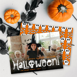Happy Spooktacular Halloween Skulls & Bones Photo Holiday Card