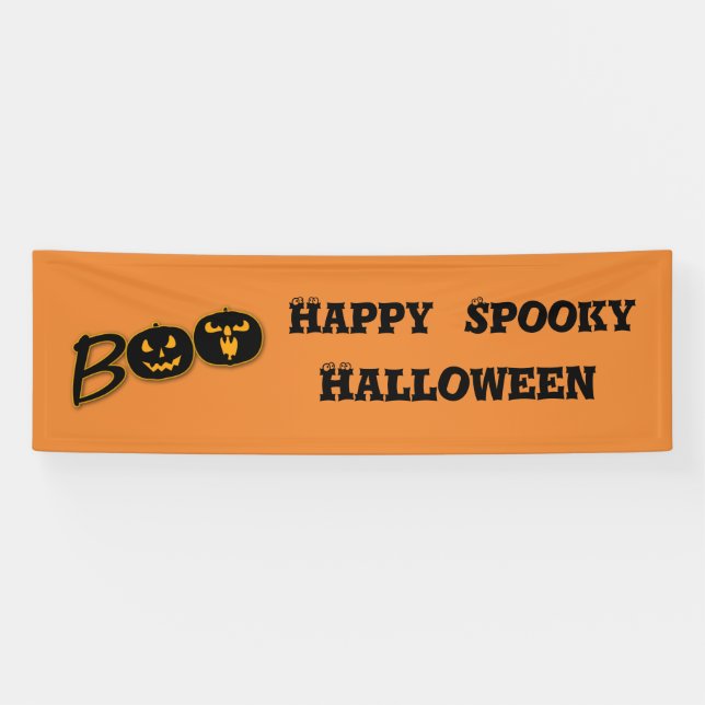 Happy Spooky Halloween BOO Pumpkins Customize Banner (Horizontal)