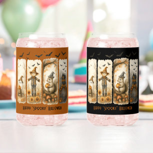 Happy Spooky Halloween Scenes Drinkware Set Can Glass