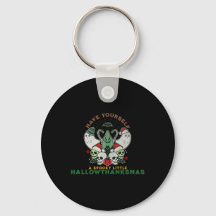 Happy Spooky HallowThanksMas Halloween Christmas F Keychain
