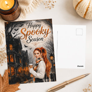 Happy Spooky Season Cozy Happy Halloween Postcard