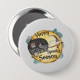 Happy Spooky Season Witch Camper Van 4 Inch Round Button