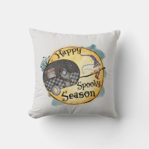 Happy Spooky Season Witch Camper Van Throw Pillow