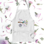 Happy Spouse Happy House Cartoon Love Birds Standard Apron<br><div class="desc">Cute cartoon drawing of two love birds kissing and snuggling on a tree branch, with their happy home bird house on the branch below, in pastel blue, green, gray, and lavender. You've heard "happy wife, happy life"; It's also worth spreading the news that a happy spouse means you probably have...</div>