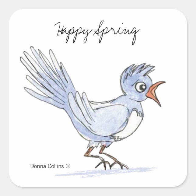 Happy Spring Bird Sticker (Front)