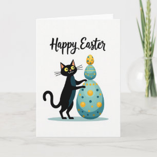 Happy Spring Cat Egg Tower Card
