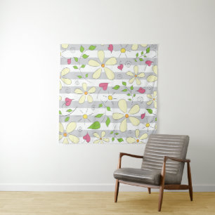 Happy spring chamomile daisy cartoon design  tapestry