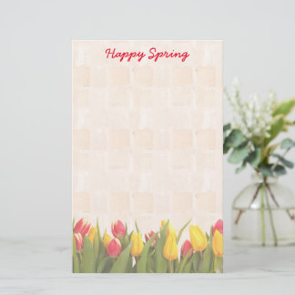 Happy Spring Colourful Tulips Stationery