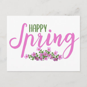 Happy Spring // Cute Spring Flowers Greeting Postcard