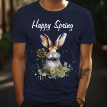Happy Spring Floral Bunny with Yellow Dandelions