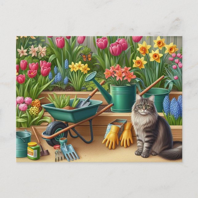 Happy Spring Flower Garden  Postcard (Front)
