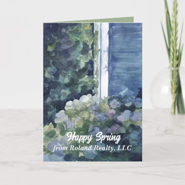 Happy Spring From Real Estate Agent Blue House Card (Front)