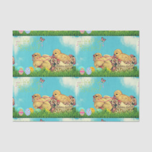 Happy Spring, Joyful Easter. Tissue wrapping. Paper