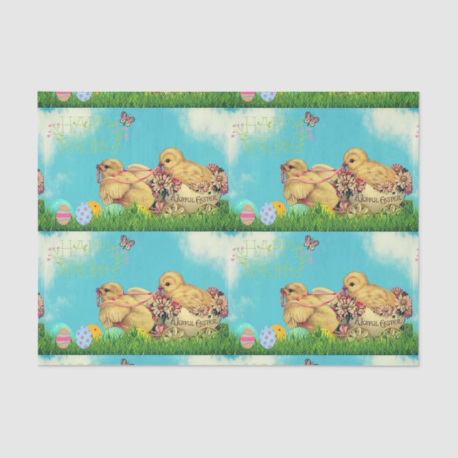 Happy Spring, Joyful Easter. Tissue wrapping. Paper (Front)
