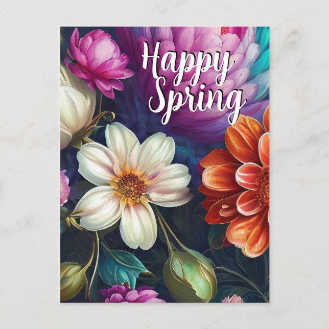 Happy Spring Mixed Flowers 4 Colours Template (Front)
