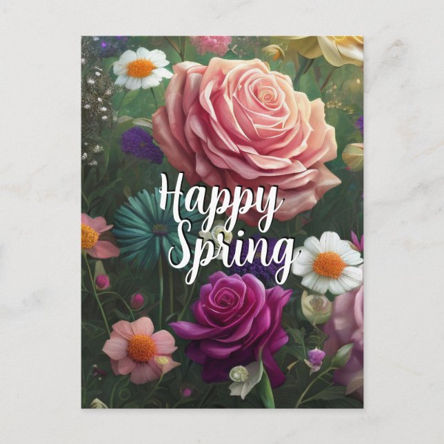 Happy Spring Mixed Flowers 5 Colours Template (Front)
