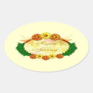Happy Spring Oval Sticker