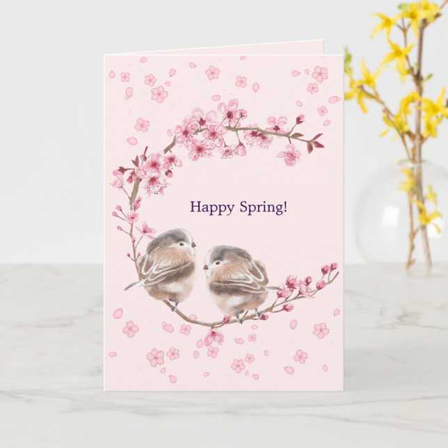 Happy Spring! Spring greeting with cherry blossoms Card (Yellow Flower)