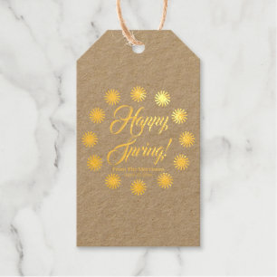 Happy Spring sun border custom script cheerful fun Gift Tags