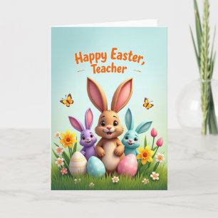 Happy Spring Teacher Rabbit Card