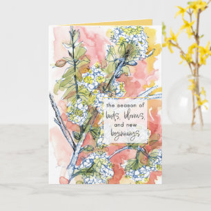 Happy Spring Tree Flowers New Beginnings Blessings Card