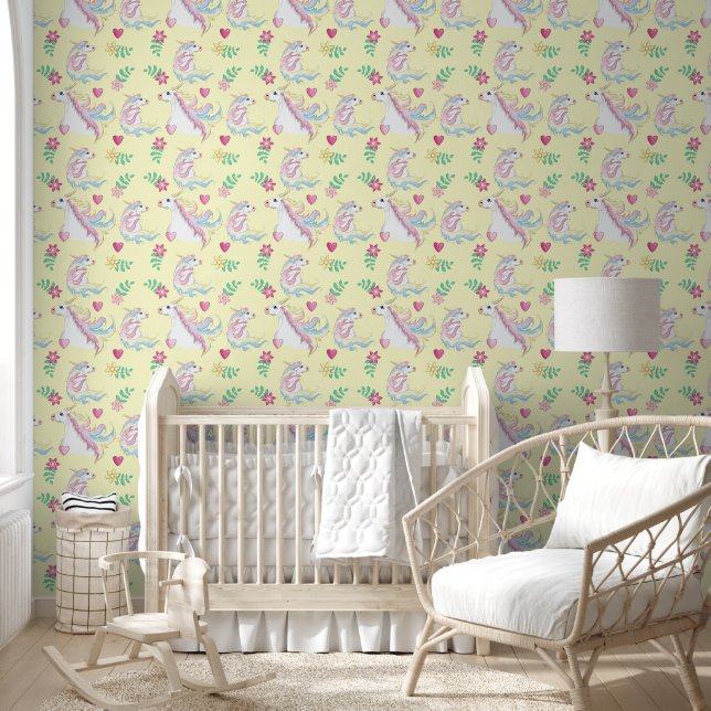 Happy Spring Unicorn Wallpaper (Kids)