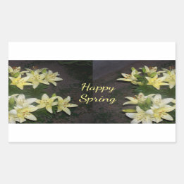 Happy Spring Yellow Lilies on Dark Background Sticker